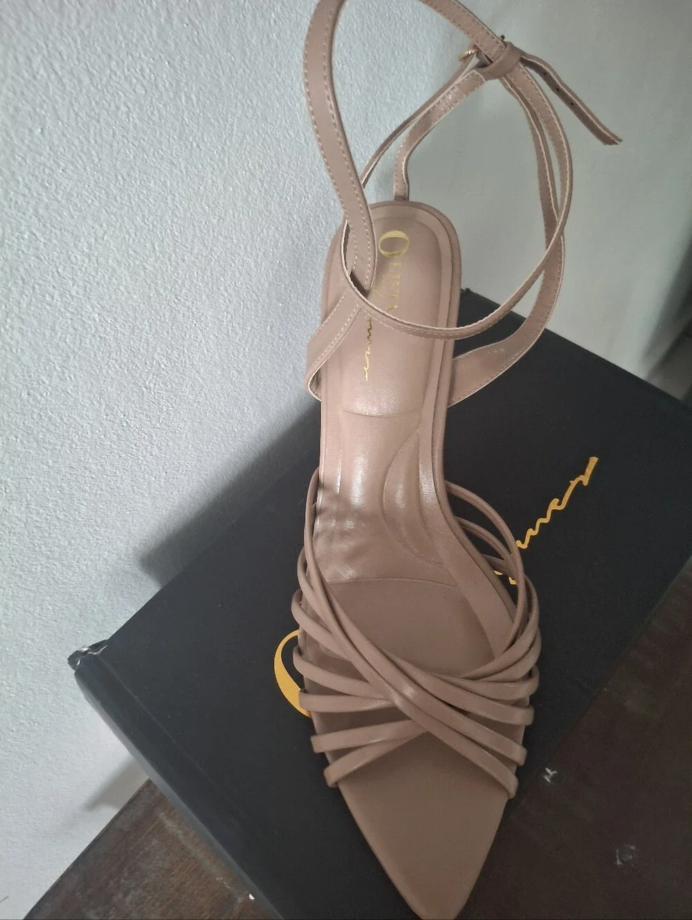 Nude Strappy Stiletto Sandals - Women's